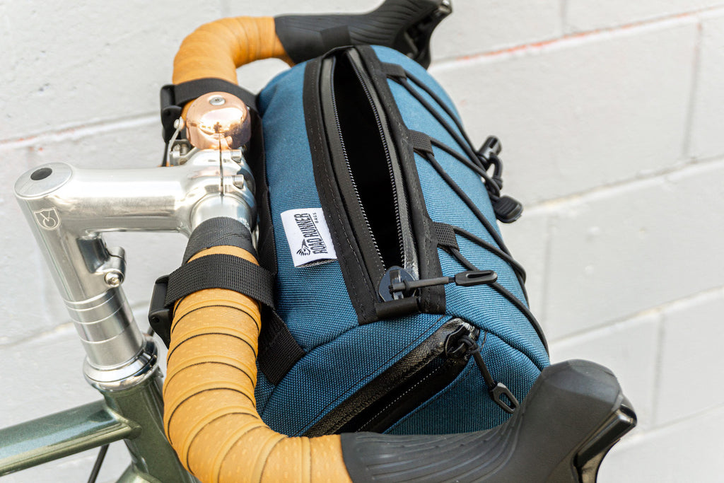 Road Runner Bags West Coast Burrito Handlebar Bag for Road, Gravel and Bikepacking in Navy Cordura