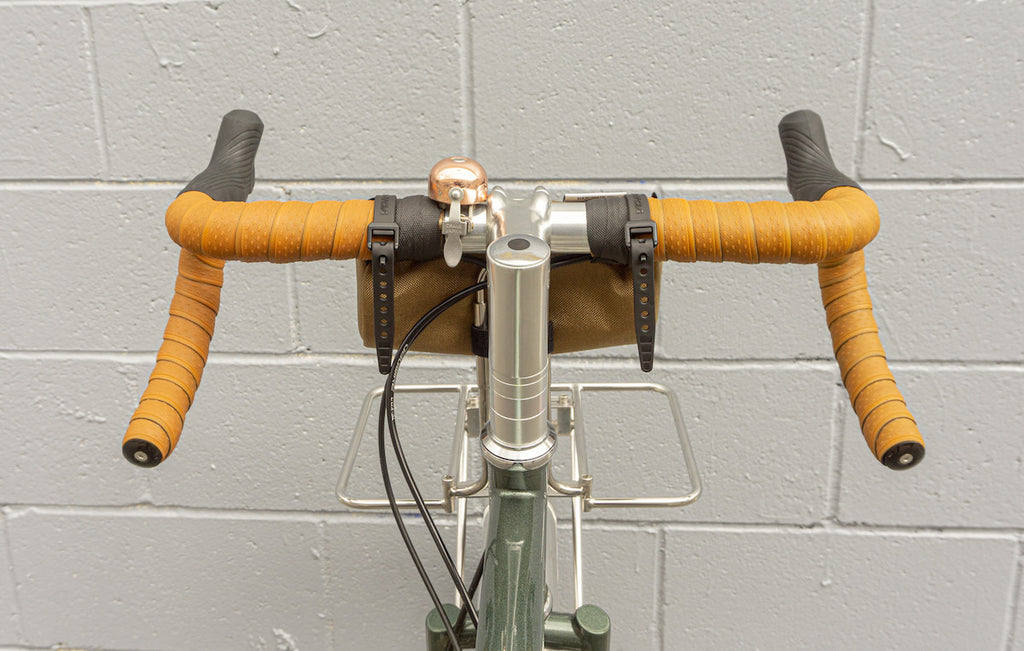 Burrito Bag affixed to the Handlebars with Voile Nano Straps
